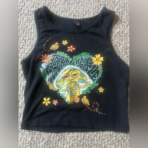 ROMWE Black Tank Top with Colorful Graphic